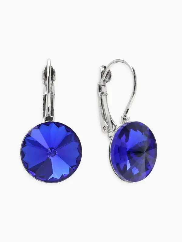 Серьги со стразами &laquo;Яркая классика&raquo;, синие в серебре, d=1.4 см