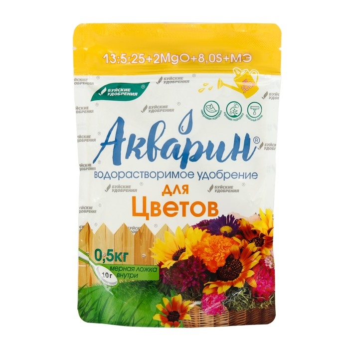 Удобрение комплексное водорастворимое Акварин Удобрение комплексное водорастворимое Акварин "Для цветов", 0,5 кг