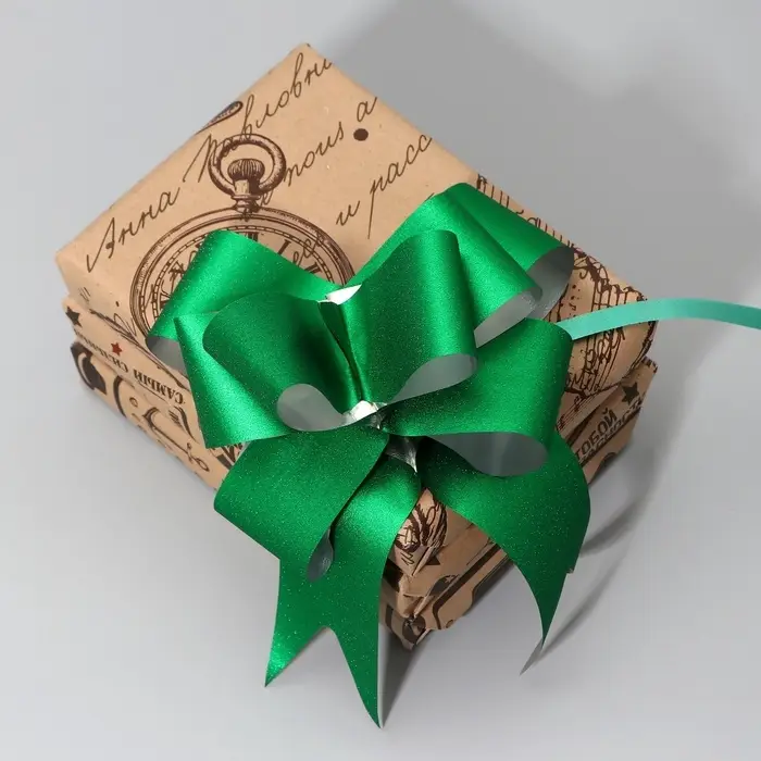 Бант - бабочка, Металлизированный с глиттером №4.5, зелёный Бант - бабочка, Металлизированный с глиттером №4.5, зелёный