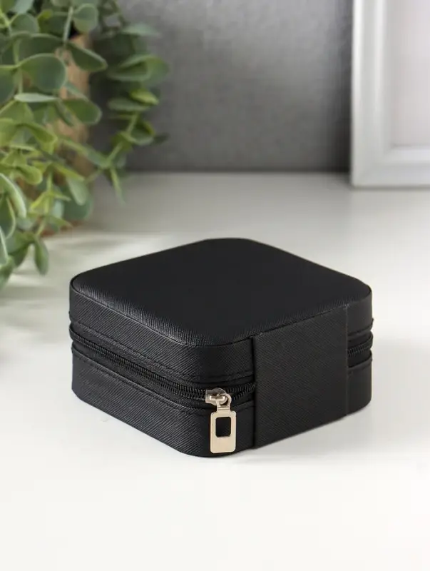 Шкатулка для украшений, 10.5&times;10.5&times;5 см, чёрная