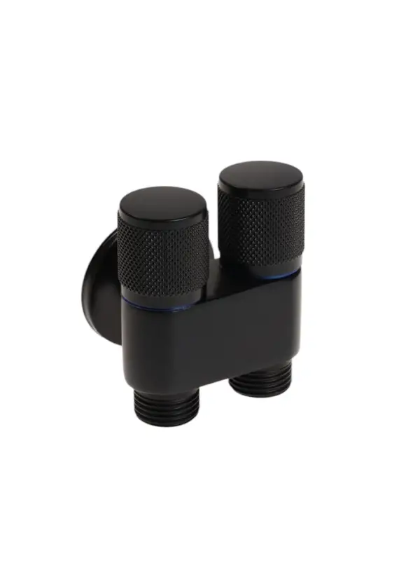 Кран двойной ZEIN engr, 1/2" &times; 1/2", два вентиля, кран-букса керамика, нерж. сталь, черный