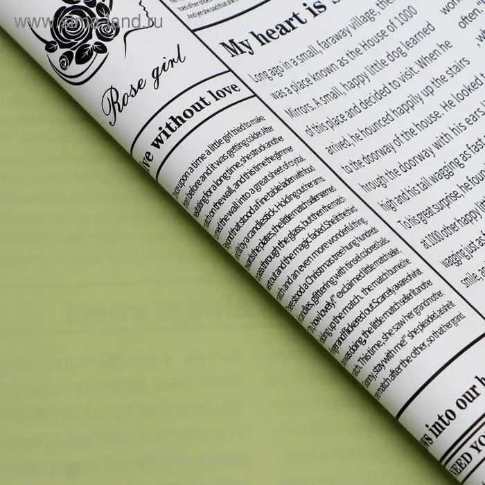 Плёнка матовая двухсторонняя «Газета» зелёный, 0.58×0.58 м