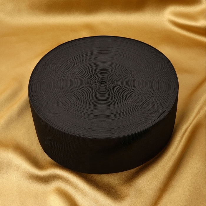 Резинка вязаная, 70 мм, 40 ± 2 м, цвет чёрный Резинка вязаная, 70 мм, 40 ± 2 м, цвет чёрный