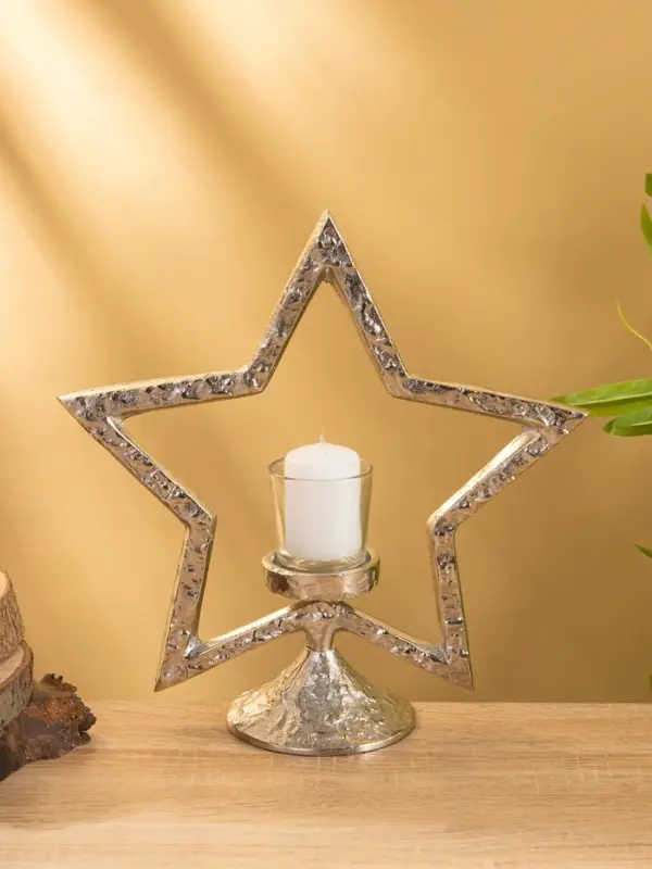 Подсвечник со стеклом &laquo;Звезда&raquo;, 28&times;10.5&times;29.5 см, алюминий