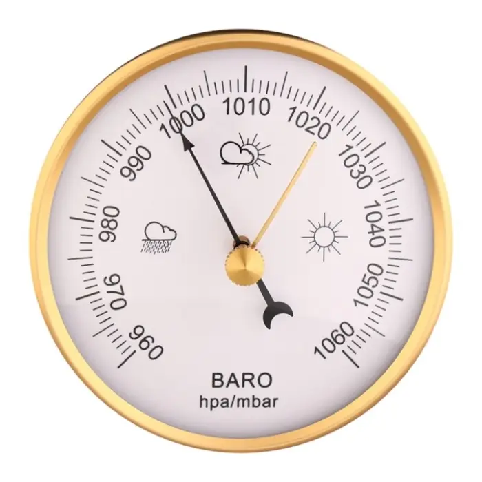 Барометр механический, настенный, золотая рамка, d=6 см
