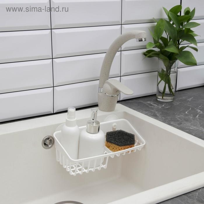 Держатель подвесной на присосках Helper, 23,6×12,5×7,9 см, пластик, цвет белый Держатель подвесной на присосках Helper, 23,6×12,5×7,9 см, пластик, цвет белый