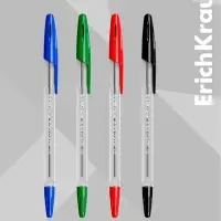 Набор шариковых ручек ErichKrause R=301 Classic Stick, 4 цвета, узел 1 мм, прозрачный корпус