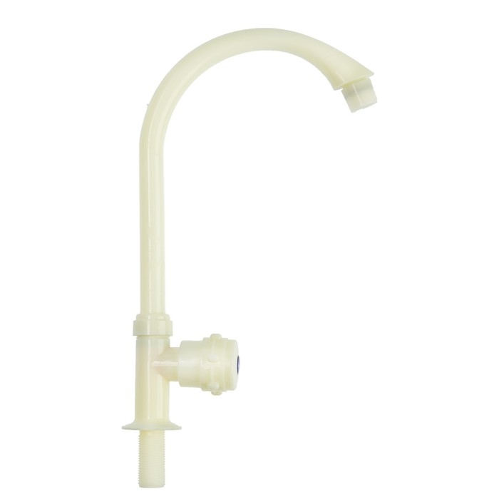 Кран на одну воду ZEIN Z2018, круглая ручка,пластик, высокий R-образный излив, цвет  Кран на одну воду ZEIN Z2018, круглая ручка,пластик, высокий R-образный излив, цвет "рис"