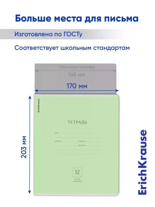 Тетрадь 12 листов в узкую линейку, ErichKrause &laquo;Классика&raquo;, обложка мелованный картон, МИКС