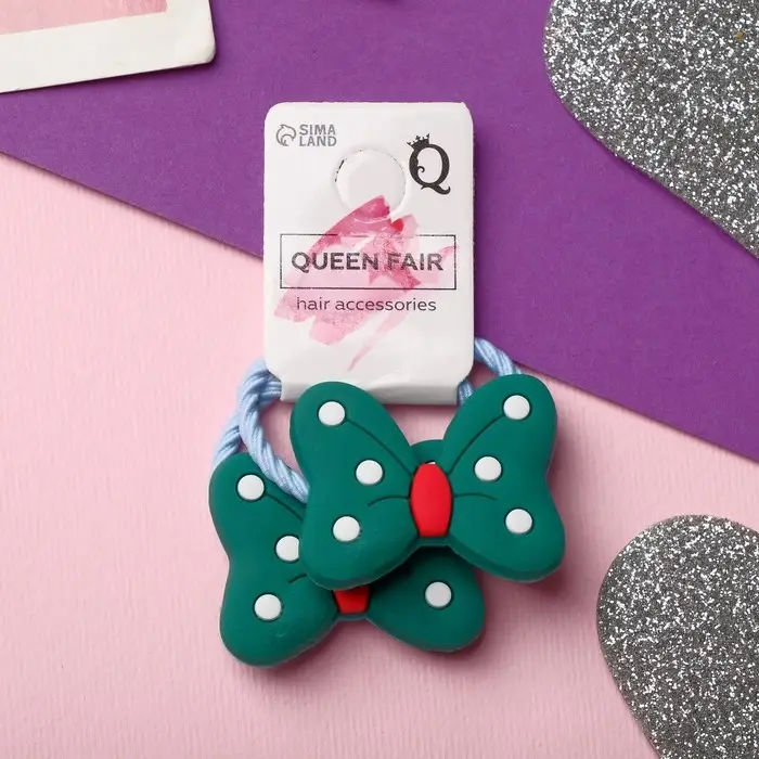 Резинка для волос Резинка для волос "Крошка" (набор 2 шт) бантик горошек, зелёный