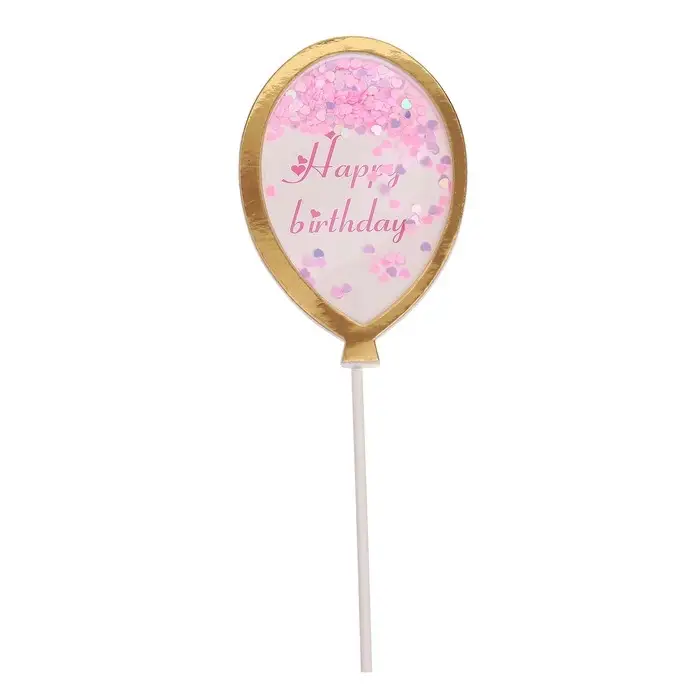 Топпер &laquo;С днём рождения&raquo;, воздушный шар, цвет розовый