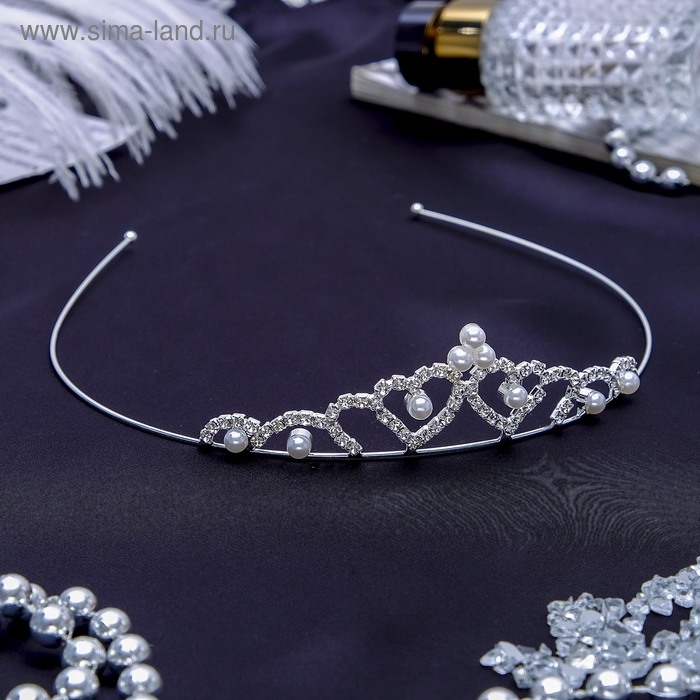 Диадема для волос Диадема для волос "Пелагея" сердца, 3 см, серебро