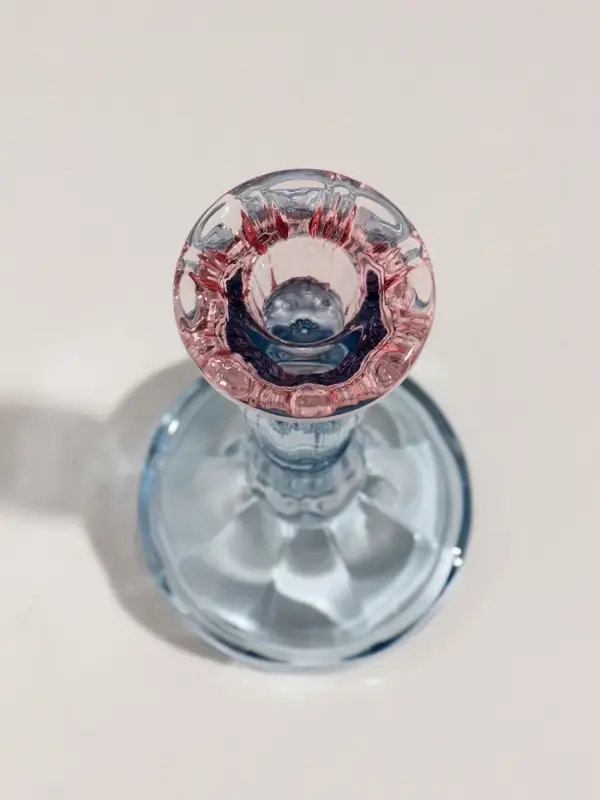 Подсвечник стекло  Подсвечник стекло "Градиент. Фактура" розово-голубой d=2,2 см 9х9х20 см