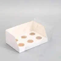 Коробка кондитерская складная для 6 капкейков, белая, 23.5&times;16&times;14 см