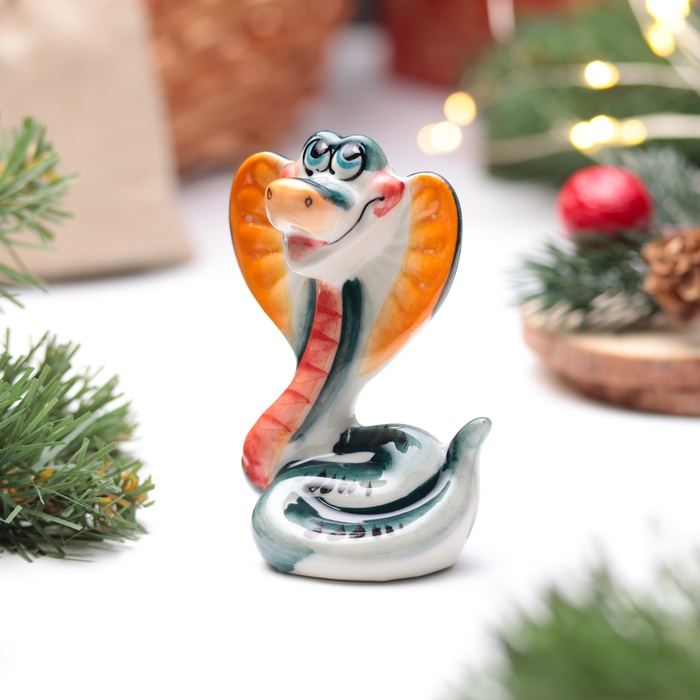 Новый год. Сувенир символ года 2025 Новый год. Сувенир символ года 2025 "Змея Василиса", гжель, цвет, 8,5 см