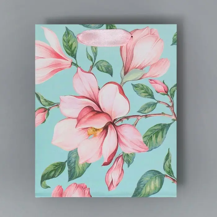 Пакет подарочный ламинированный, упаковка, «Магнолия», S 12 х 15 х 5.5 см