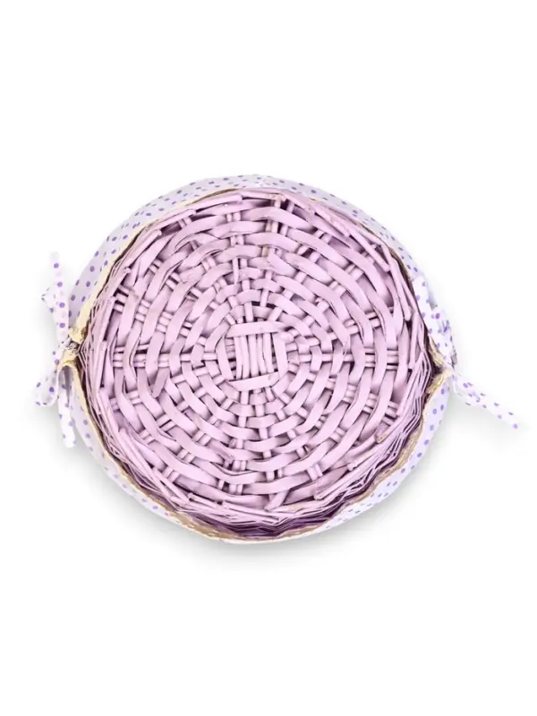 Корзина плетеная 32 х 32 х 14 см, ручка h=14 см фиол-ый  ткань Корзина плетеная 32 х 32 х 14 см, ручка h=14 см фиол-ый  ткань