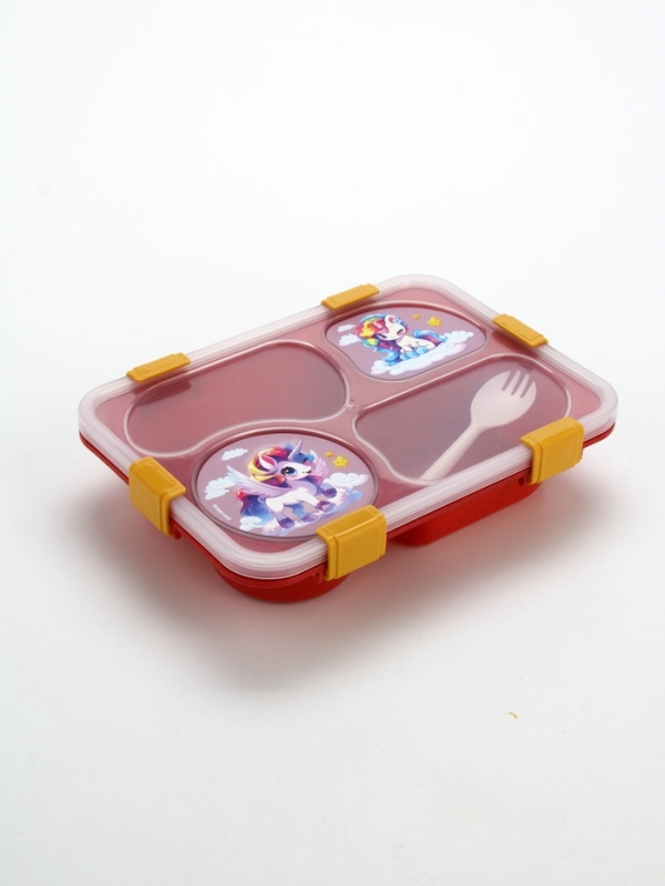 Ланч - бокс с 4 секциями «Единорог», 23 х 17 х 5,5 см, розовый