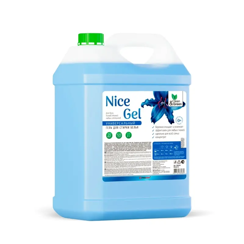 Гель для стирки "Nice Gel" универсальный (концентрат) 5 л. (ПЭНД) Clean&Green CG8286