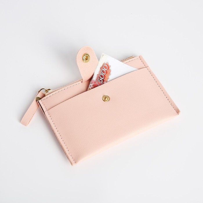 Картхолдер на молнии, цвет розовый