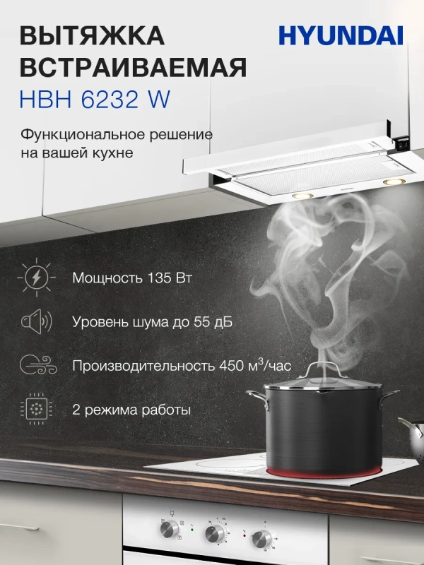 Вытяжка встраиваемая HBH 6232 W белый Вытяжка встраиваемая HBH 6232 W белый