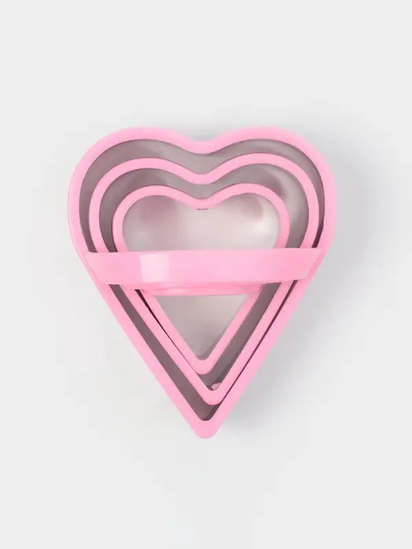 Формы для печенья KONFINETTA &laquo;Сердце&raquo;, набор 3 шт., металл, розовые