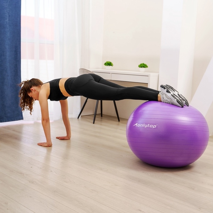 Фитбол ONLYTOP, d=85 см, 1400 г, антивзрыв, цвет фиолетовый Фитбол ONLYTOP, d=85 см, 1400 г, антивзрыв, цвет фиолетовый