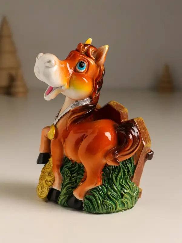 Копилка полистоун Копилка полистоун "Коняшка у забора с монетками" 9,5х5х12,8 см