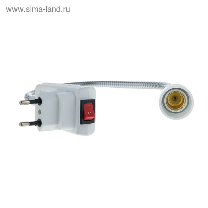 Переходник Ecola, вилка/патрон Е14, 395 × 45 мм, с выключателем, белый