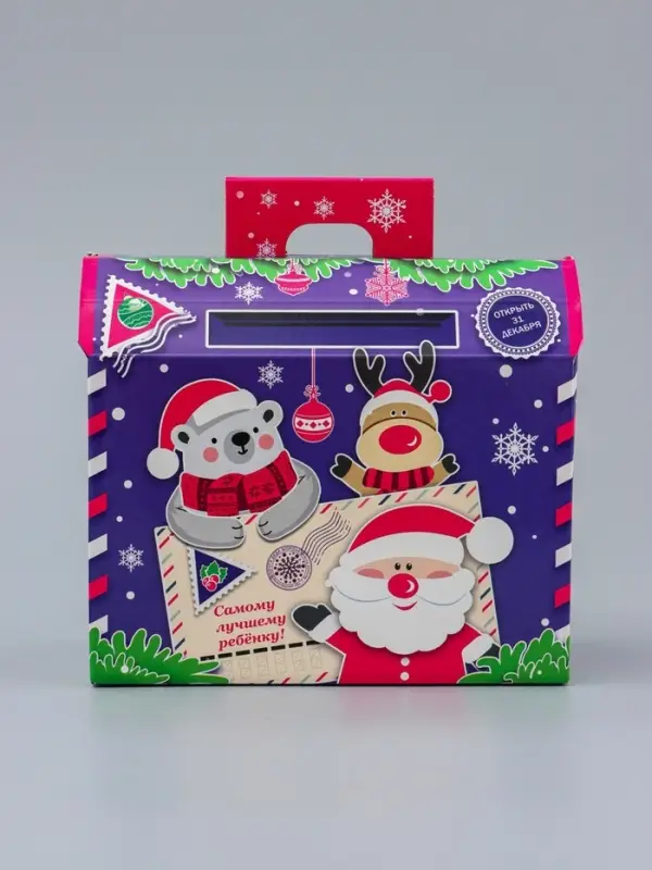 Коробка Новогодняя подарочная Коробка Новогодняя подарочная "Почта" 22 х 19,5 х 13,5 см