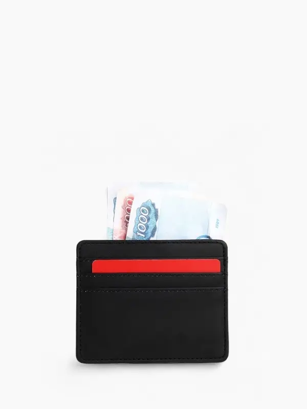 Картхолдер, на 3 карты, отделение для купюр, чёрный