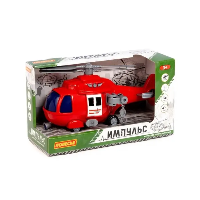Вертолёт пожарный "Импульс", инерционный, со светом и звуком 61823