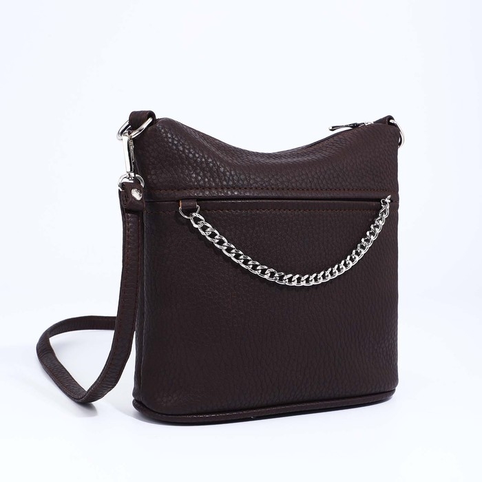 Сумка кросс-боди Janelli на молнии, 2 наружных кармана, цвет тёмно-коричневый Сумка кросс-боди Janelli на молнии, 2 наружных кармана, цвет тёмно-коричневый