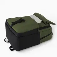 Рюкзак, 27*13*38,5 см, 2 отд 4н/карм, Комби, Водонепрон. дно, зеленый/черн