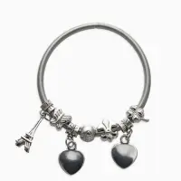 Браслет с шармами &laquo;Марджери. Сердце Парижа&raquo;, d=6 см, цвет серебро