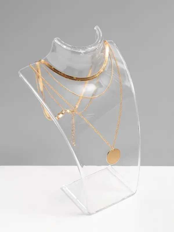 Бюст для украшений с отверстиями для серёжек QF, 13.5&times;10.5&times;20 см, h=20 см, прозрачный, глянцевый