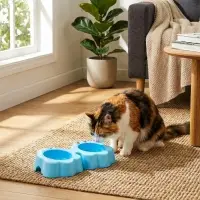 Миска двойная &laquo;Приведение&raquo;, 2&times;160 мл, пластик, голубая