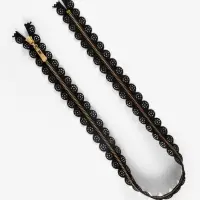 Молния металлическая, №3, неразъёмная, замок автомат, 60 см, золотистые звенья, чёрная