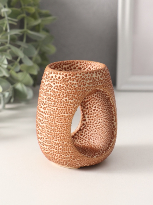 Аромалампа керамика  Аромалампа керамика "Точки" коричневая 6,5х6,5х8,5 см