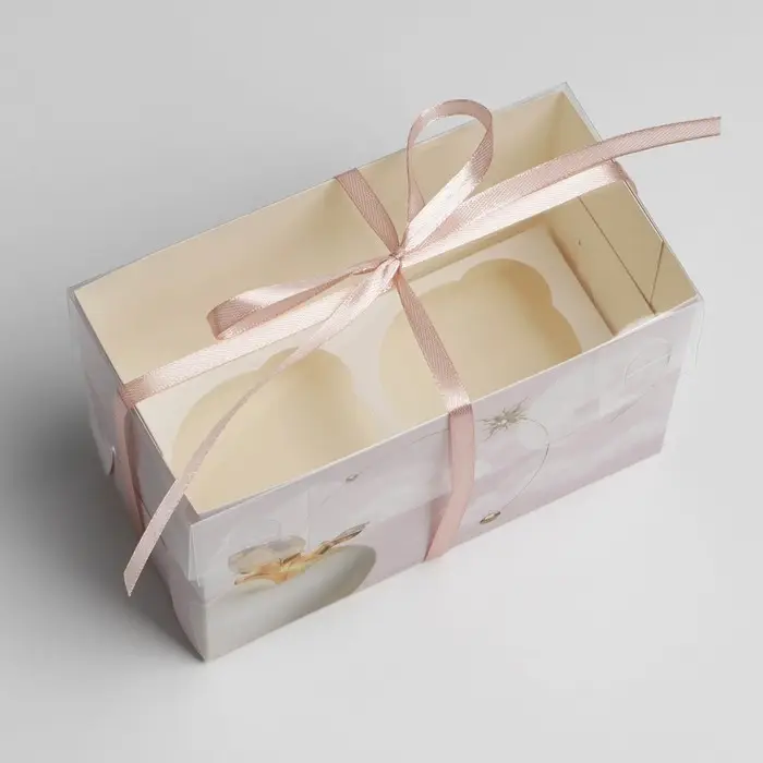 Коробка для капкейков, кондитерская упаковка двухсторонняя, 2 ячейки, &laquo;Эдем&raquo;, 16 х 8 х 10 см