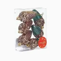 Ёлочные игрушки 6 шт. &laquo;Шишка Феерия&raquo; 8&times;3.5 см, зелёно-золотой