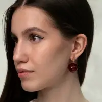 Серьги &laquo;Вишня узелком&raquo;, бордовые в золоте