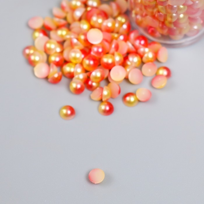 Декор Декор "Полубусины и стразы. Градиент оранжево-жёлтый" d=4 мм 10г 200 шт 5х2,5 см, МИКС