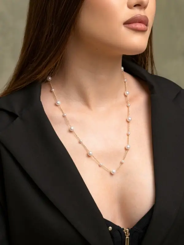 Кулон трансформер &laquo;Россыпь жемчуга&raquo;, бусины №6.8, L=50 см, белый в золоте