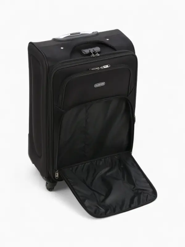 Чемодан 24 Чемодан 24", Текст, 42*26*66, отд на молнии, 2 нар/карм, увелич, код замок, 4 колеса, черный 10875