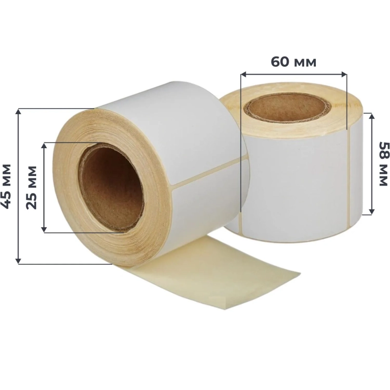 Термоэтикетки ЭКО 58х60, 150шт/рул, легк.кл, вт. 25, 98рул/уп (ПК)