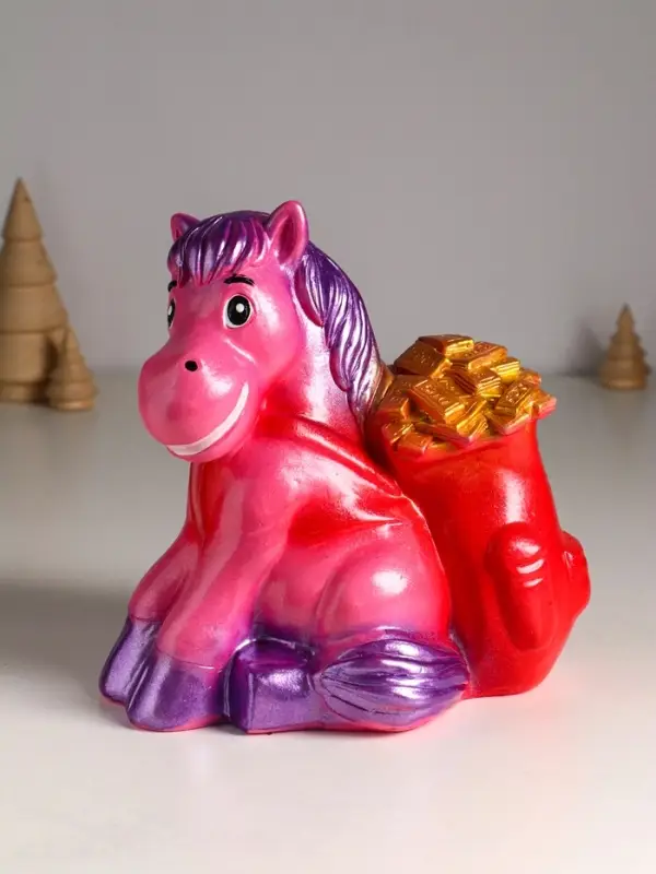 Копилка Копилка "Конь с деньгами" 21 см, розовый