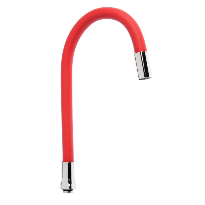 Излив для смесителя ZEIN, 3/4 Излив для смесителя ZEIN, 3/4", гибкий, силикон, нерж. сталь, 50 см, сетка пластик, красный