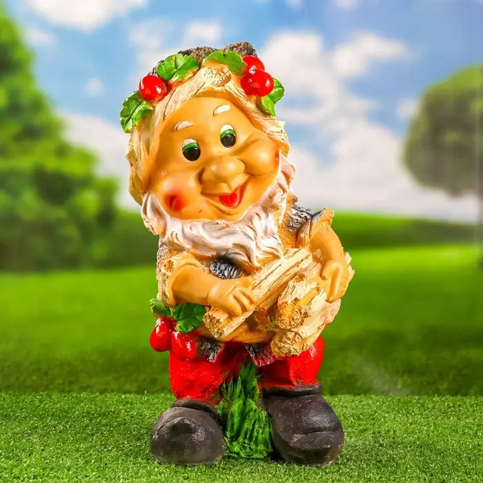 Садовая фигура из гипса &laquo;Гном с охапкой дров&raquo;, 38.5&times;18&times;22 см
