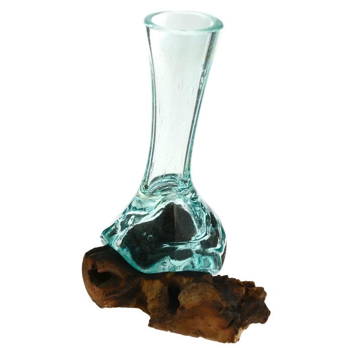 Вазон стекло на дереве  Вазон стекло на дереве "Эстетика" 20х15х9 см